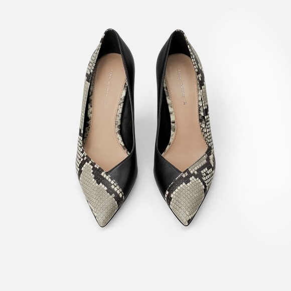 ZARA BNWT Asymmetric Heel Leather Animal Print Wedges - Picture 4 of 7